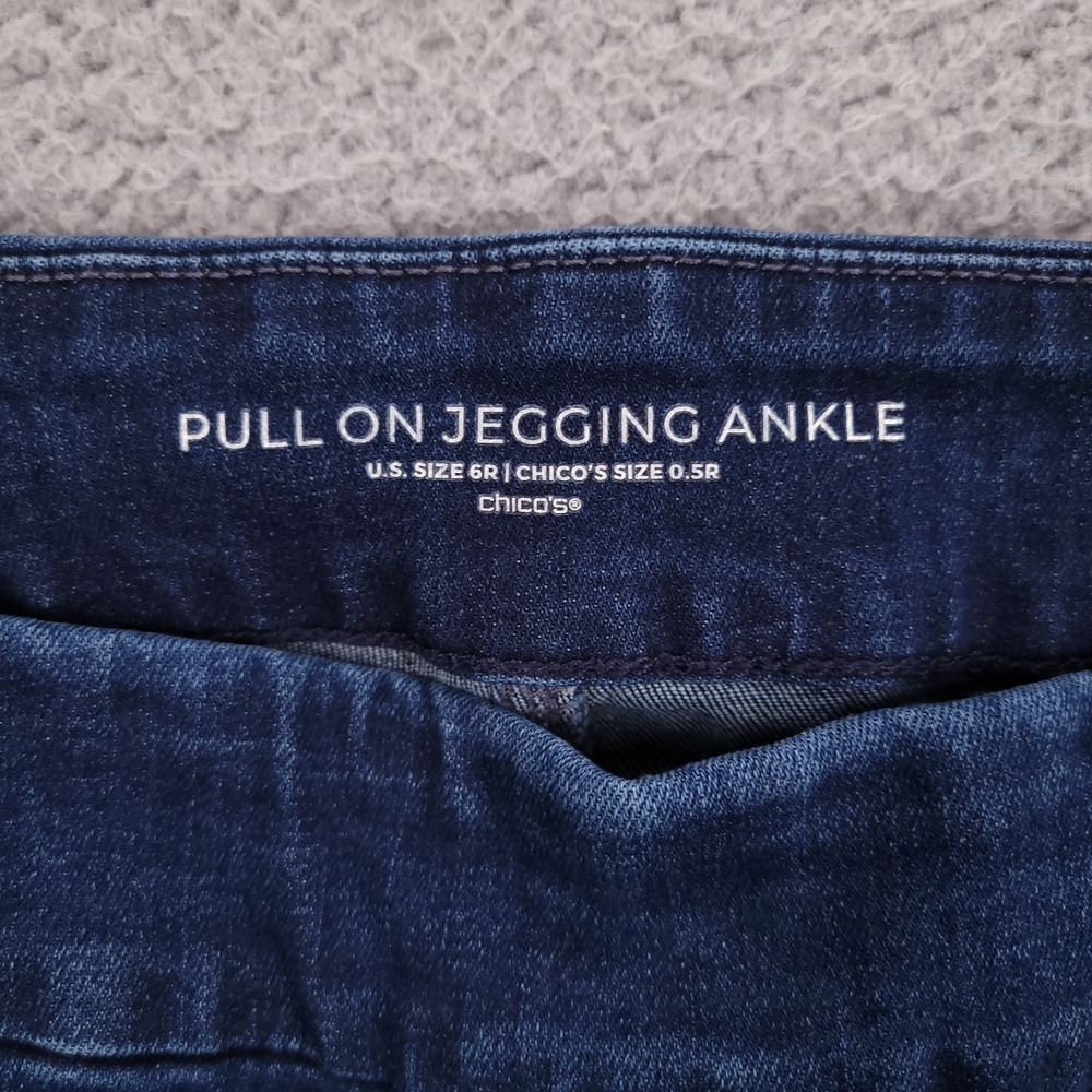 CHICOS Jeans Size 6 (0.5R) Pull On Jegging Ankle Mid Rise Stretch Denim - Picture 4 of 12
